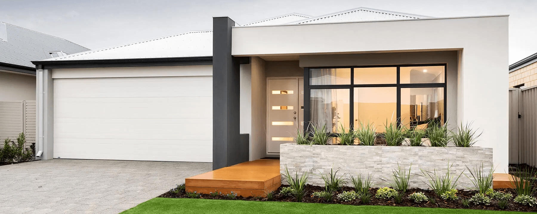Frontage of a modern home design suitable for first home builders